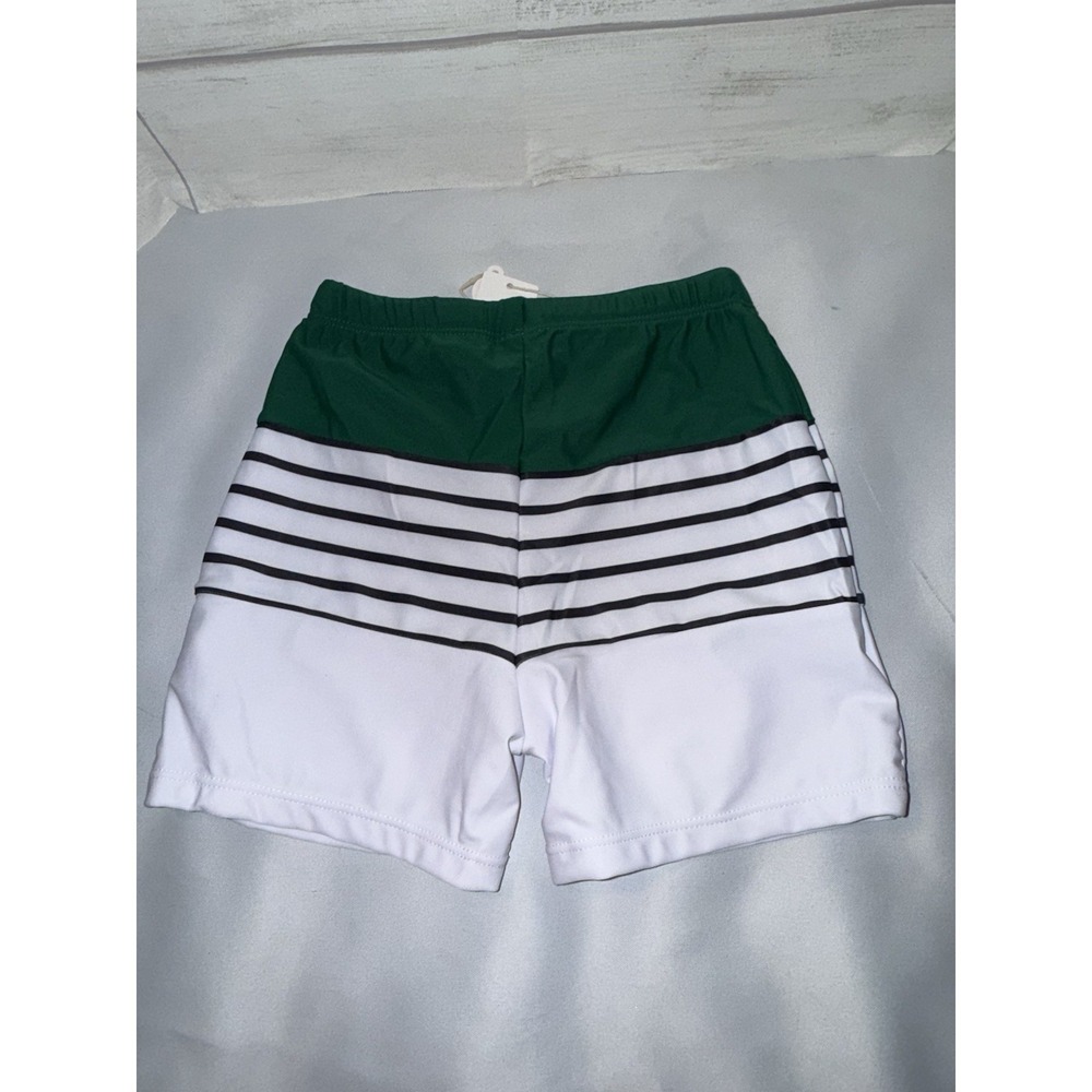 NWT Pat Pat Boys 6y Green Striped Print Swim Trunks